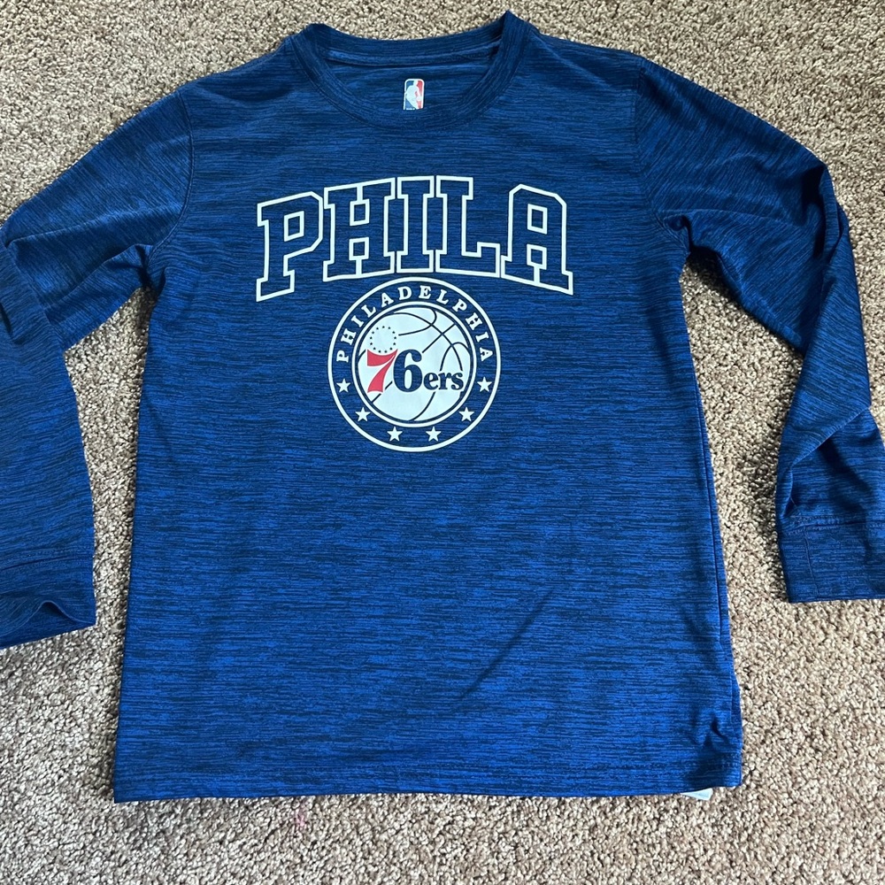 NBA Blue PHILA 76ers Long Sleeve Tee
